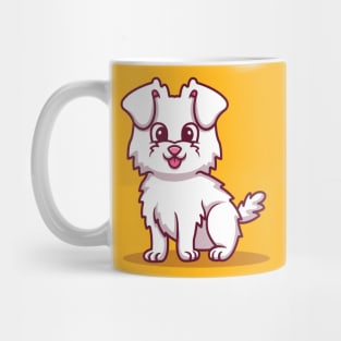 Cute Dog Sitting Cartoon Illustration Mug